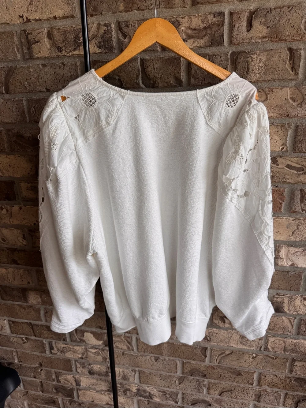 By Anthropologie Lace Cutwork Mutton-Sleeve Top Size 3XL